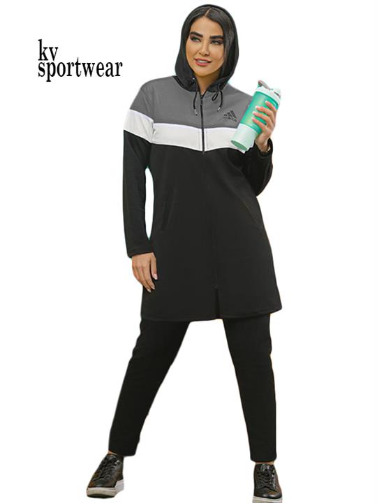 ست مانتو شلوار کلاهدار ورزشی زنانه adidas